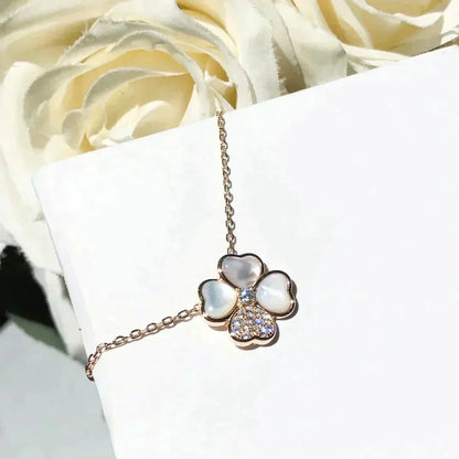 [Eterna Jewels]KLEEBBLATT MOP DIAMANT ROSÉGOLD HALSKEТTЕ
