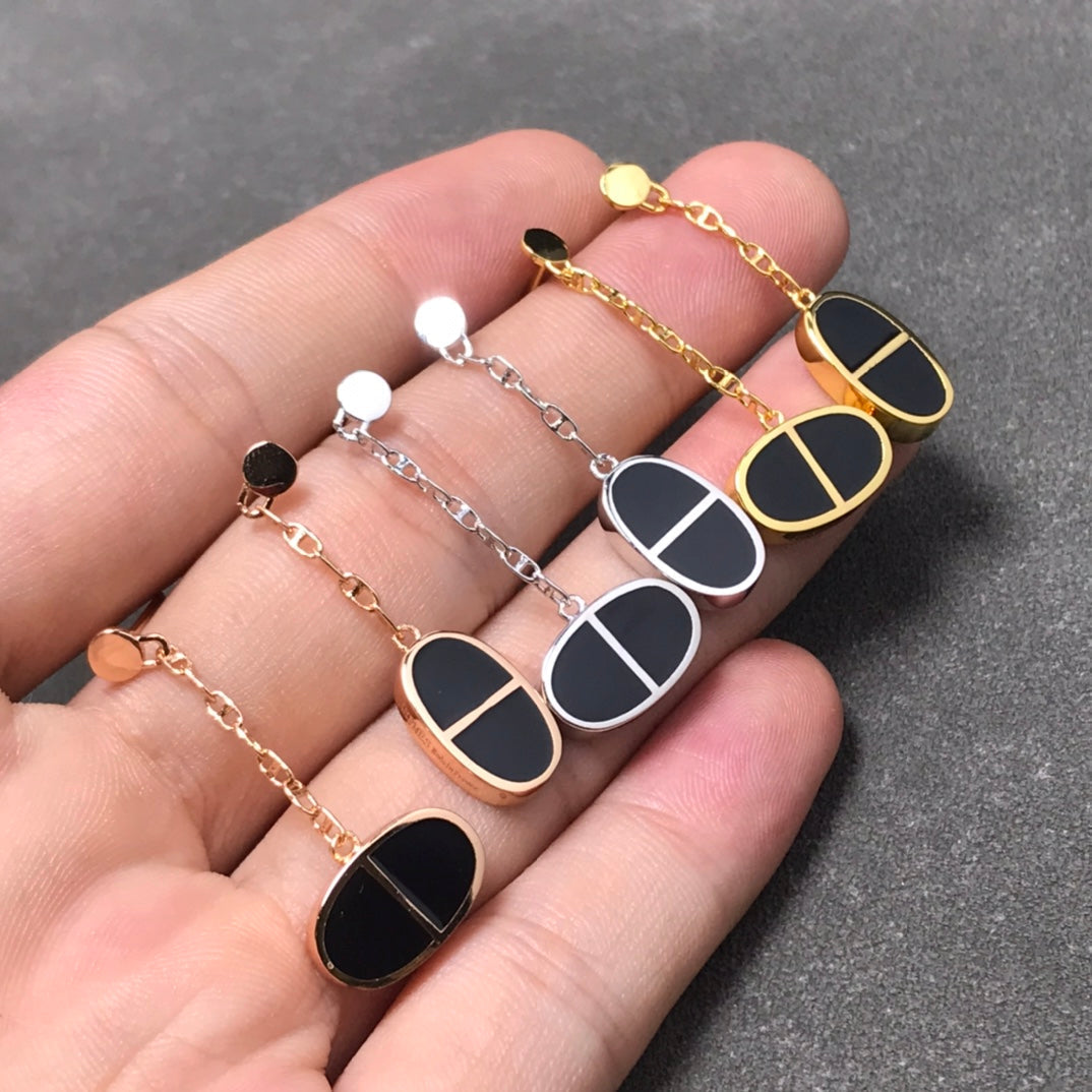 [Eterna Juwelen]OHRRINGE CHAINE VERSO SCHWARZE KERAMIK SILBER