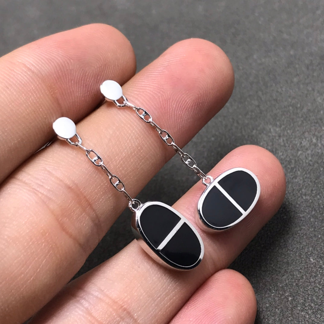 [Eterna Juwelen]OHRRINGE CHAINE VERSO SCHWARZE KERAMIK SILBER