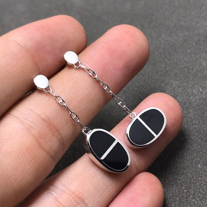 [Eterna Juwelen]OHRRINGE CHAINE VERSO SCHWARZE KERAMIK SILBER
