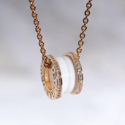 [Eterna Juwelen]ZERO 1 WEISSE KERAMIK ROSEGOLD DIAMANT HALSKETTE