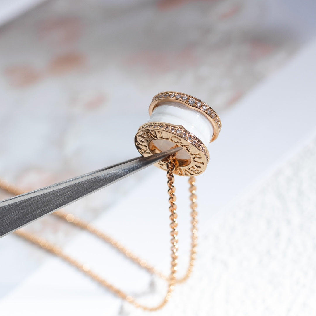 [Eterna Juwelen]ZERO 1 WEISSE KERAMIK ROSEGOLD DIAMANT HALSKETTE