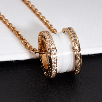 [Eterna Juwelen]ZERO 1 WEISSE KERAMIK ROSEGOLD DIAMANT HALSKETTE