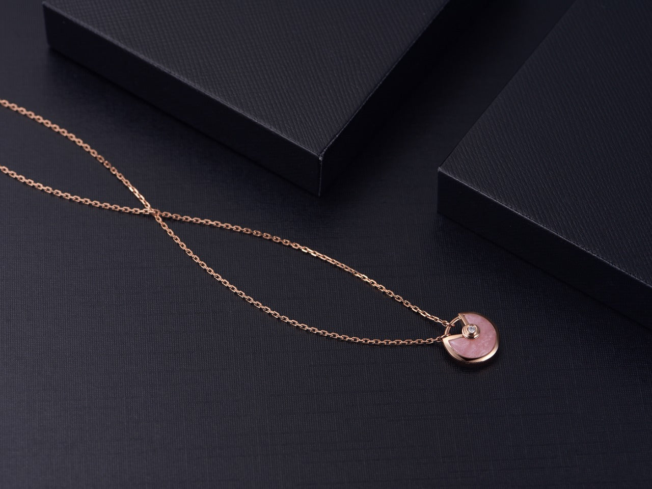 [Eterna Jewels]AMULETTE ROSE GOLD PINK MOP NECKLACE