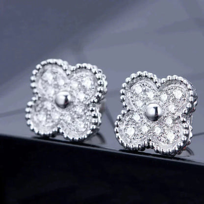 [Eterna Jewels]KLEEBLLATT 1 MOTIVE DIAMANT OHRSTECKER SILBER