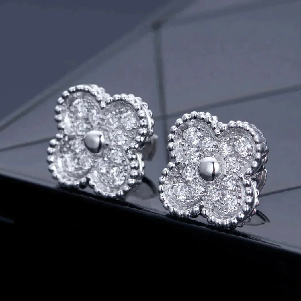 [Eterna Jewels]KLEEBLLATT 1 MOTIVE DIAMANT OHRSTECKER SILBER