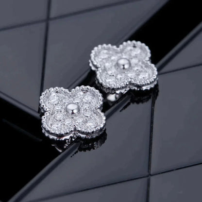 [Eterna Jewels]KLEEBLLATT 1 MOTIVE DIAMANT OHRSTECKER SILBER
