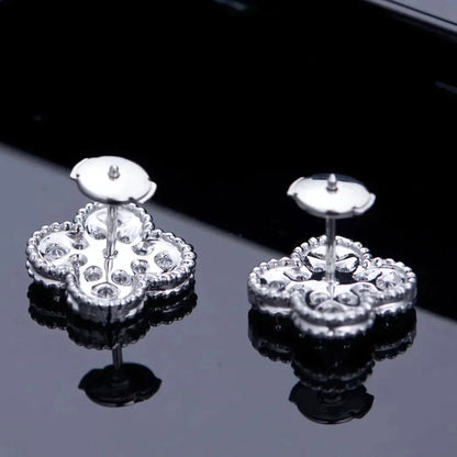 [Eterna Jewels]KLEEBLLATT 1 MOTIVE DIAMANT OHRSTECKER SILBER
