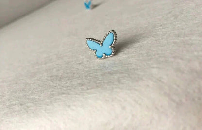 バタフライターコイズピアス シルバー