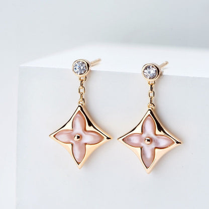 [Eterna Jewels]DOUBLE STAR ROSÉGOLD MOP TROPFENOHRRINGE