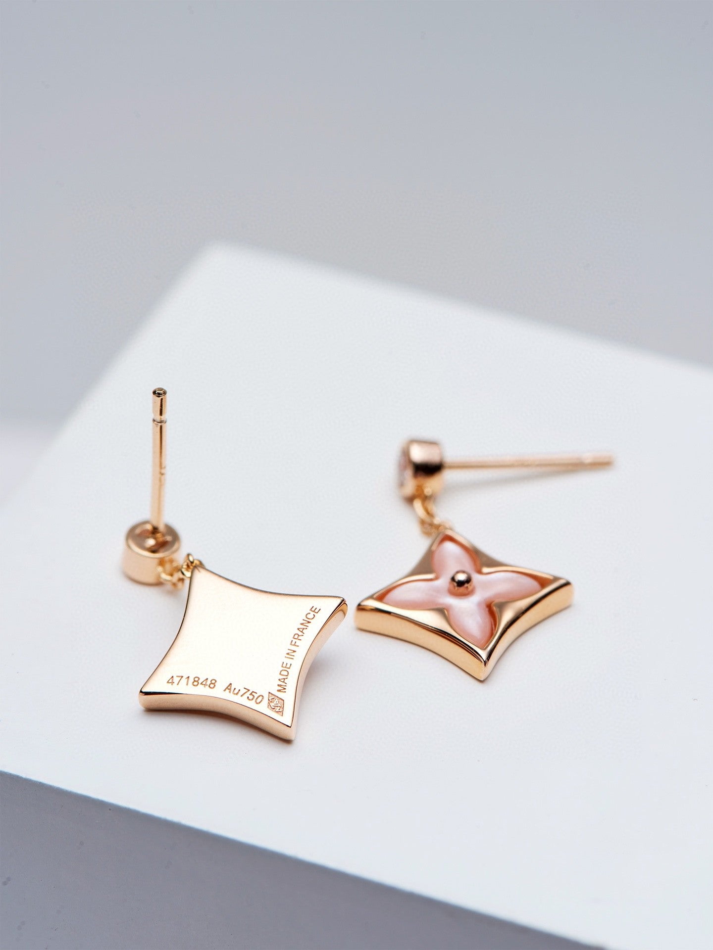 [Eterna Jewels]DOUBLE STAR ROSÉGOLD MOP TROPFENOHRRINGE