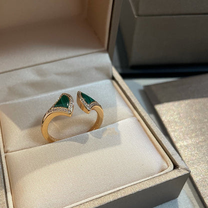 [Eterna Jewels]TRAUM MALACHIT DIAMANT OFFENER RING