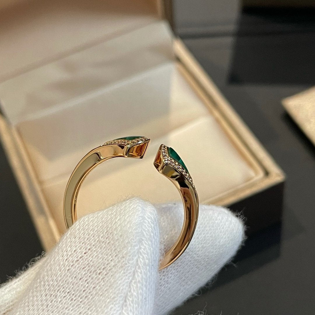 [Eterna Jewels]TRAUM MALACHIT DIAMANT OFFENER RING