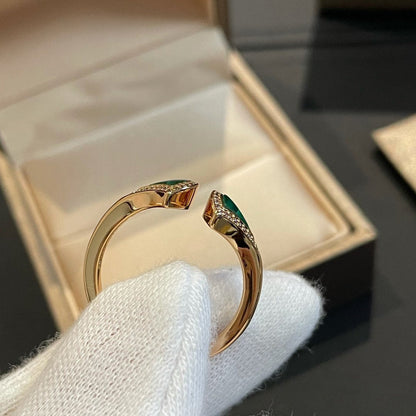 [Eterna Jewels]TRAUM MALACHIT DIAMANT OFFENER RING
