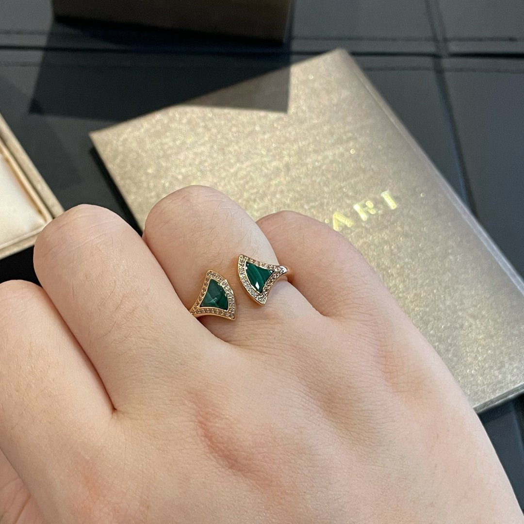[Eterna Jewels]TRAUM MALACHIT DIAMANT OFFENER RING
