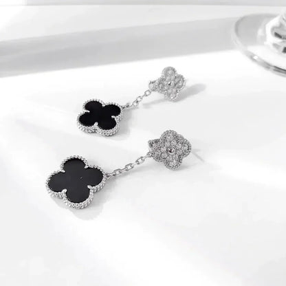 [Eterna Jewels]KLEE 2 MOTIVE DIAMANT ONYX OHRRINGE SILBER