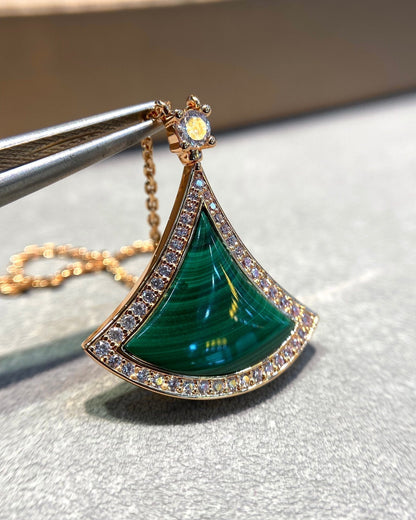 [Eterna Jewels]DREAM MALACHIT DIAMANTEN PAVÉ ROSÉGOLD HALSKETTE