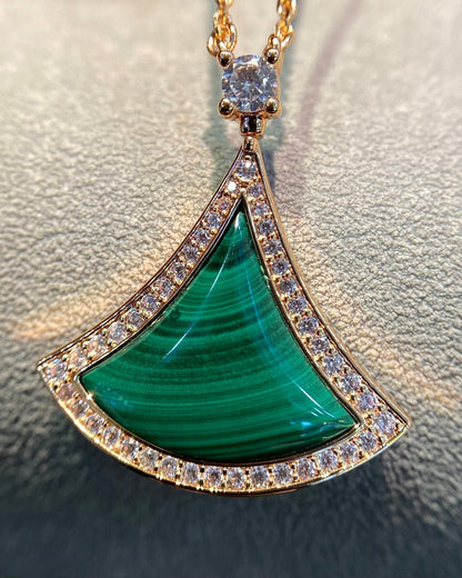 [Eterna Jewels]DREAM MALACHIT DIAMANTEN PAVÉ ROSÉGOLD HALSKETTE