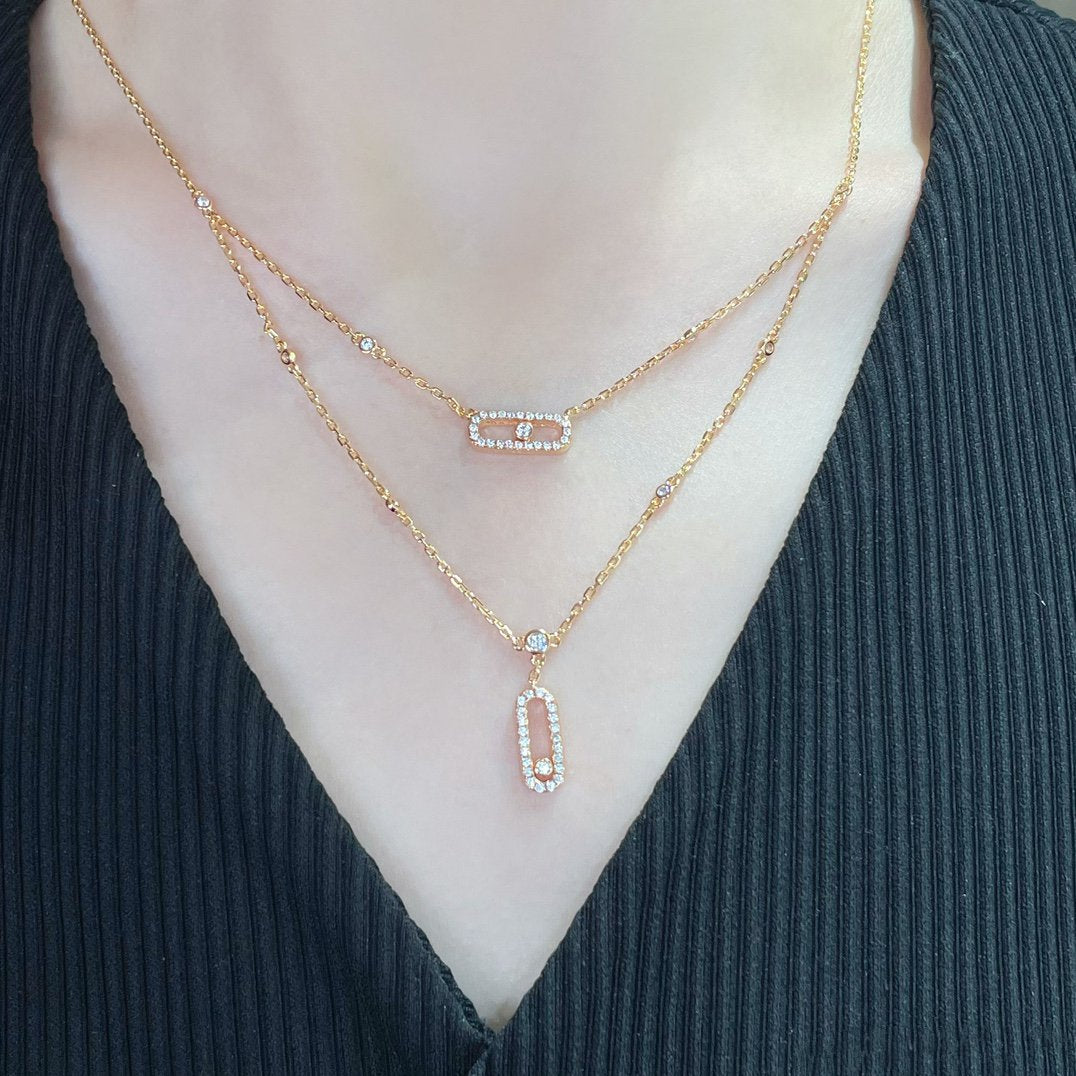 [Eterna Jewels]HALSKEKETTE MIT 2 REIHE DIAMANTEN