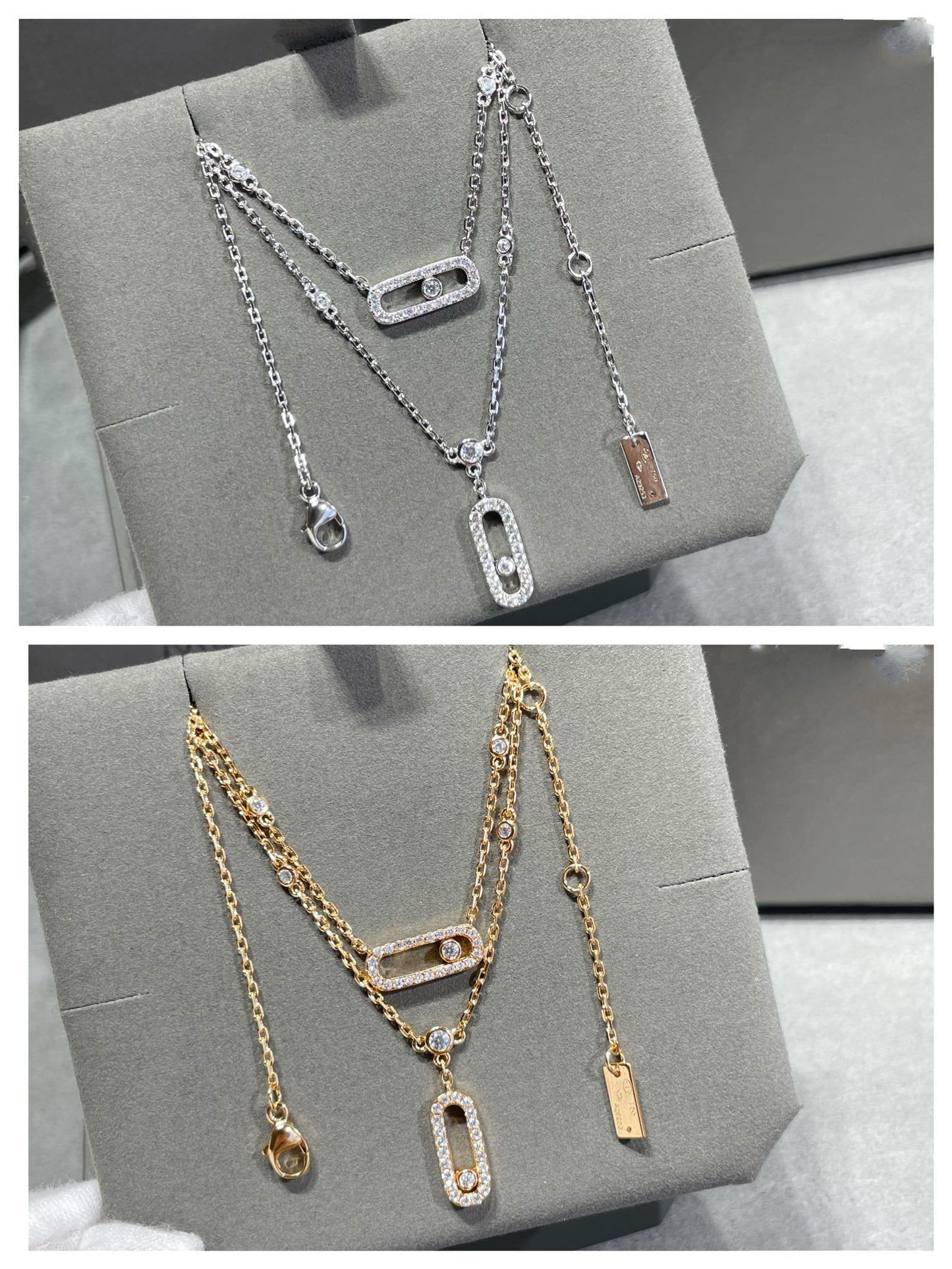 [Eterna Jewels]HALSKEKETTE MIT 2 REIHE DIAMANTEN