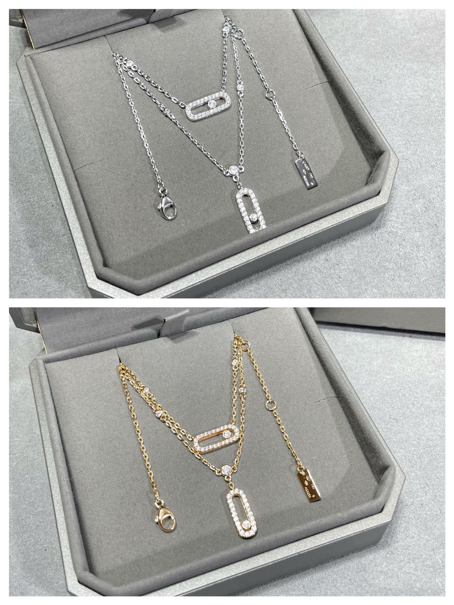 [Eterna Jewels]HALSKEKETTE MIT 2 REIHE DIAMANTEN