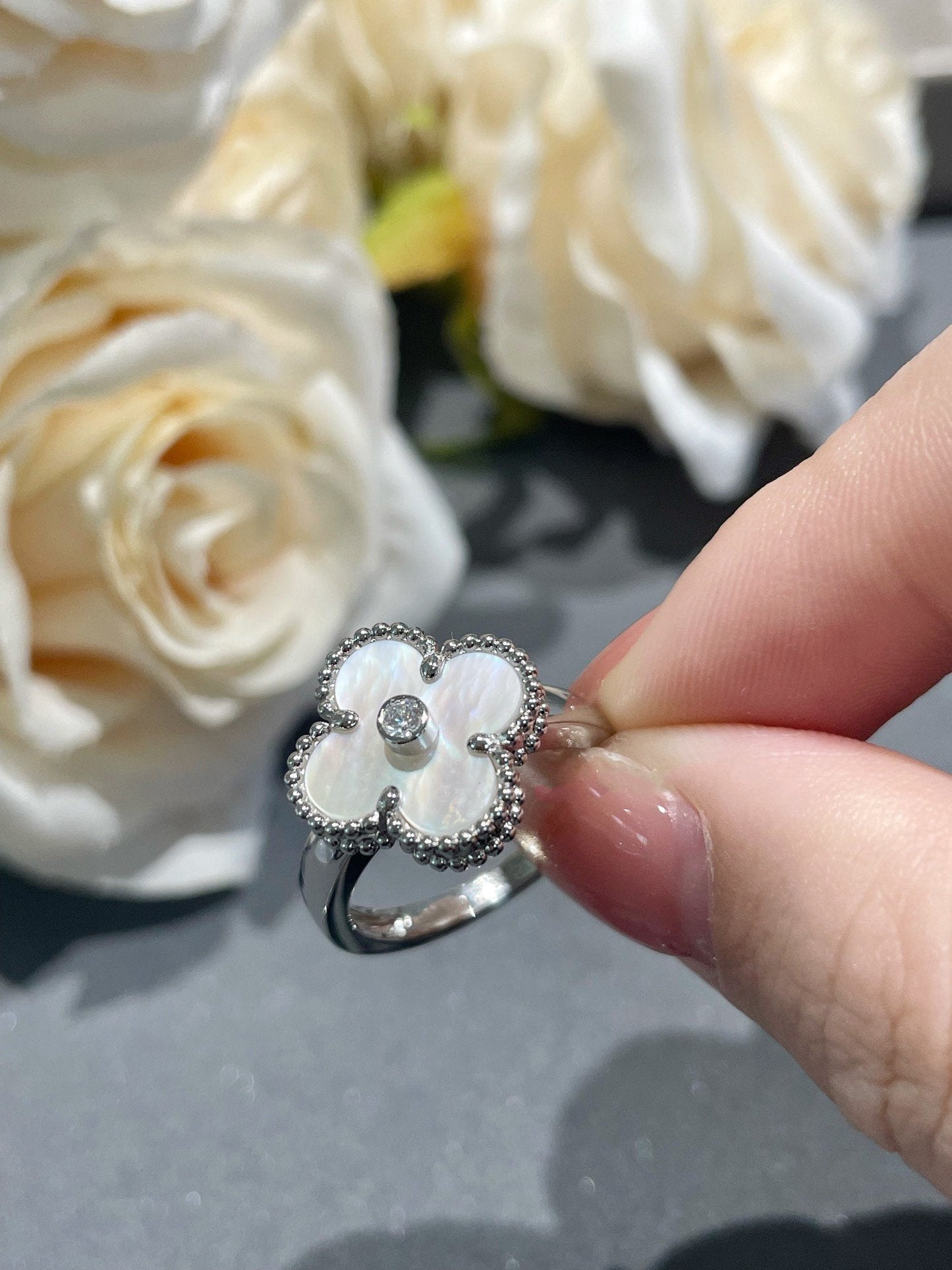 [Eterna Jewels]KLEEB LÜNETTE SILBER MOP DIAMANTENRING