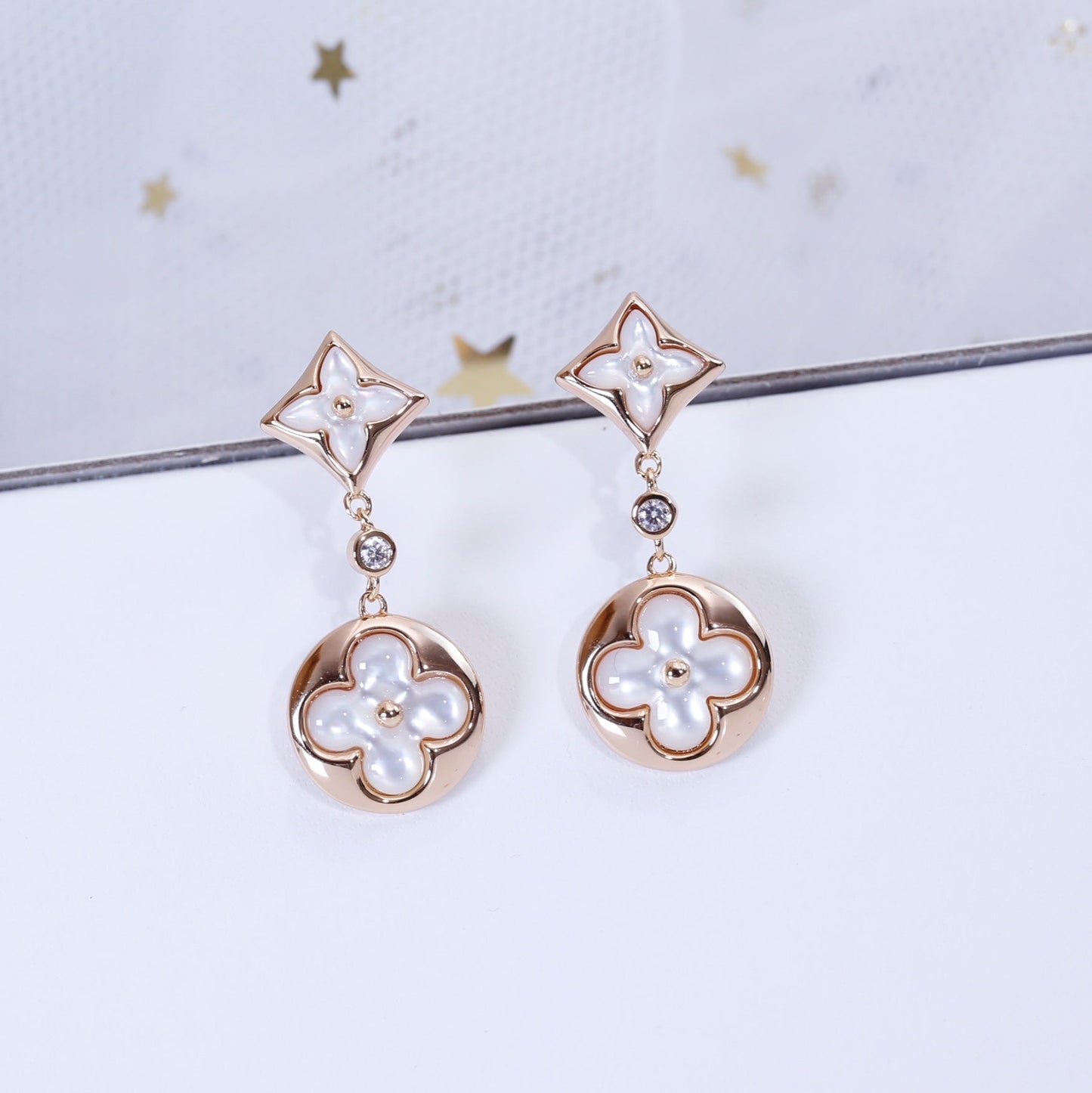 [Eterna Jewels]STAR AND SUN ROSÉGOLDENE MOP-HÄNGEOHRRINGE