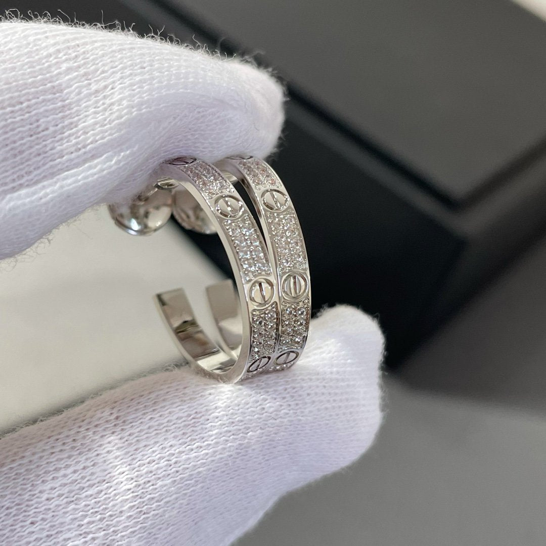 [Eterna Jewels]LOVE DIAMOND SILVER CREOLEN