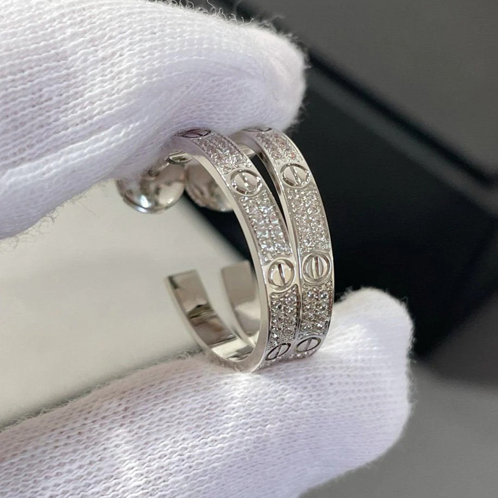 [Eterna Jewels]LOVE EARRINGS 3.6MM DIAMOND PAVED