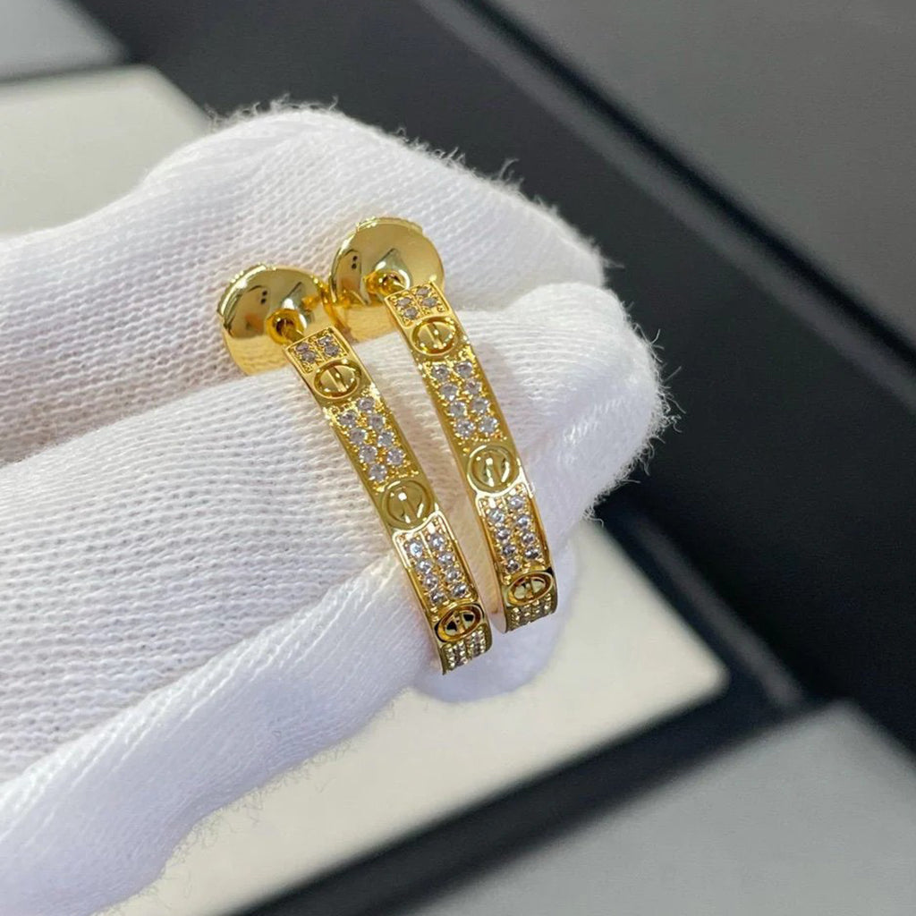 [Eterna Jewels]LOVE EARRINGS 3.6MM DIAMOND PAVED