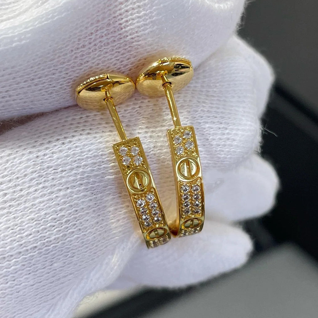 [Eterna Jewels]LOVE EARRINGS 3.6MM DIAMOND PAVED