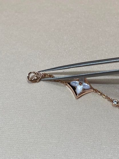 [エテルナジュエルズ]スター4モチーフマザーオブパールダイヤモンドピンクゴールドブレスレット