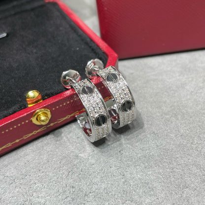 [Eterna Jewels]LOVE CERAMIC DIAMOND PAVED SILVER EARRINGS