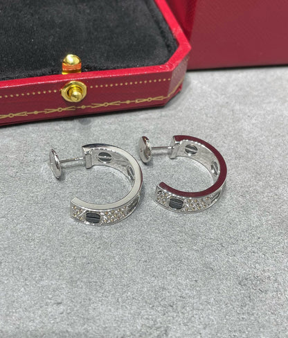 [Eterna Jewels]LIEBE KERAMIK DIAMANTGEPFLASTERTE SILBERNE OHRRINGE