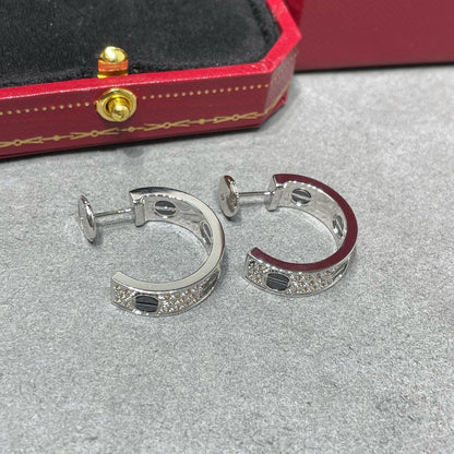 [Eterna Jewels]LOVE CERAMIC DIAMOND PAVED SILVER EARRINGS