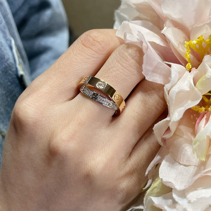 [Eterna Jewels]LOVE PINK GOLD SILVER DIAMOND DOUBLE RING