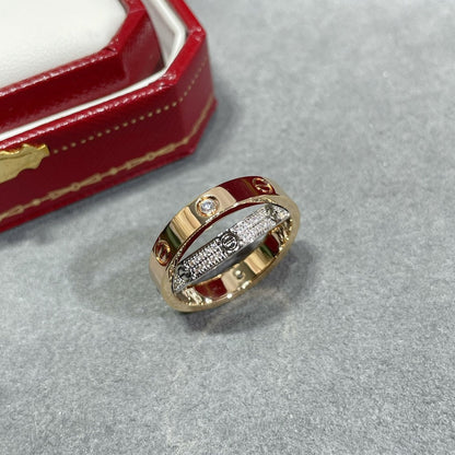 [Eterna Jewels]LOVE PINK GOLD SILVER DIAMOND DOUBLE RING