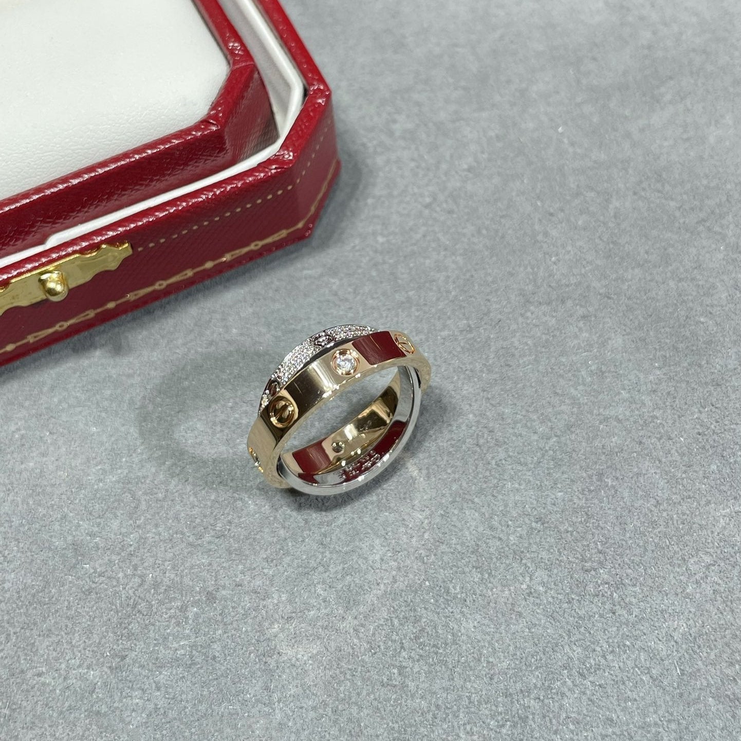 [Eterna Jewels]LOVE PINK GOLD SILVER DIAMOND DOUBLE RING