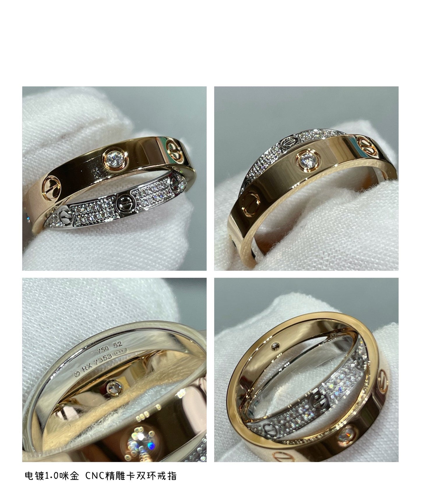 [Eterna Jewels]LIEBE ROSÉGOLD SILBER DIAMANT DOPPELRING