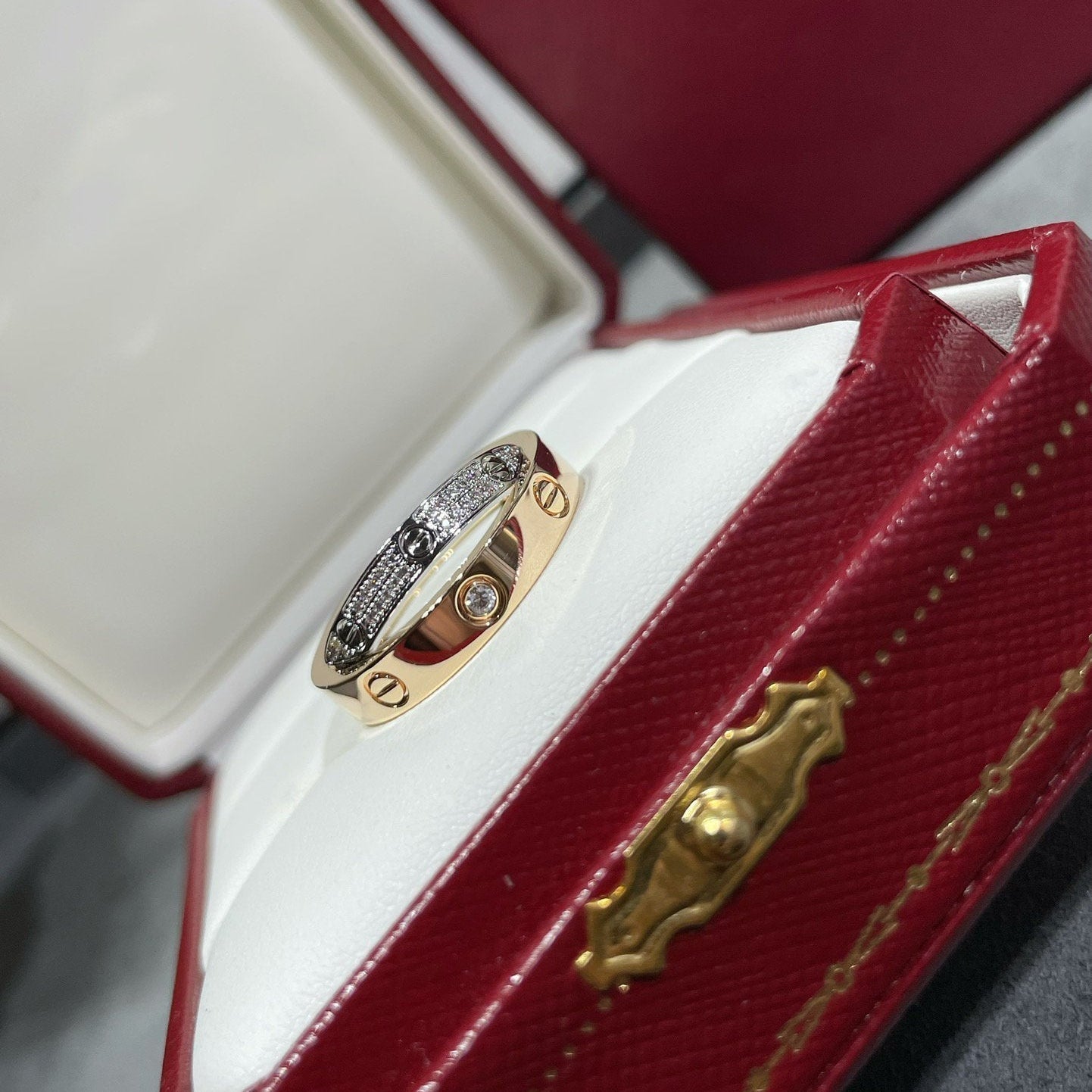 [Eterna Jewels]LOVE PINK GOLD SILVER DIAMOND DOUBLE RING