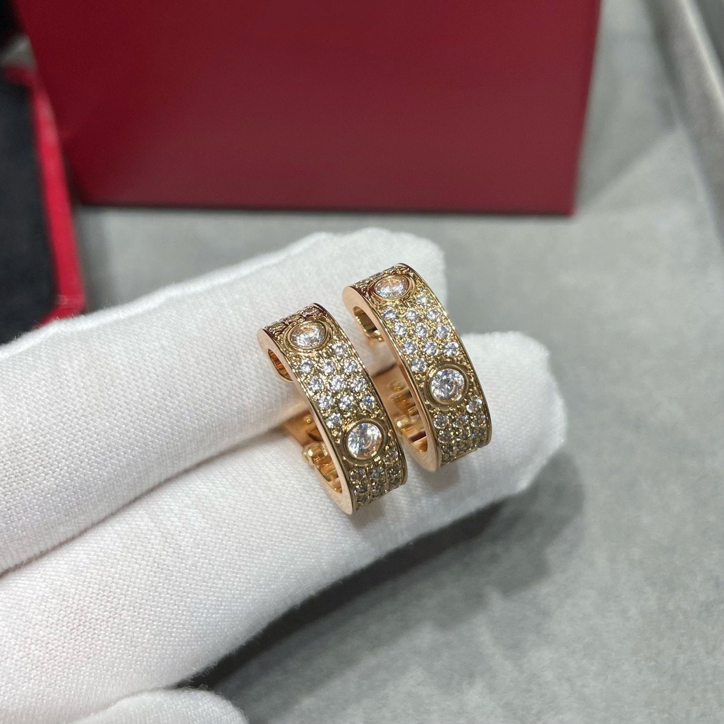[Eterna Jewels]LOVE 5.5MM DIAMOND PAVED EARRINGS