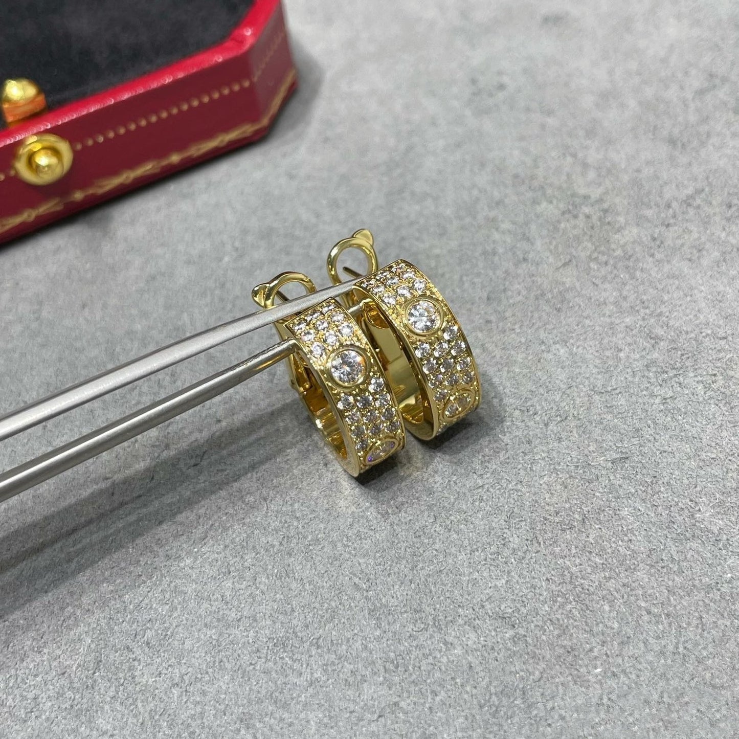 [Eterna Jewels]LOVE 5.5MM DIAMOND PAVED EARRINGS