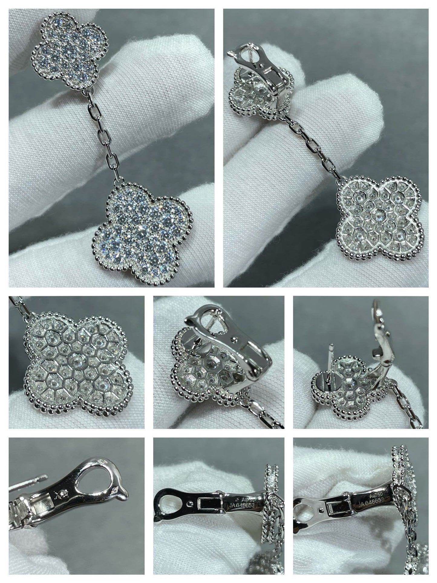 [Eterna Jewels]KLEE 2 MOTIVE DIAMANT BESETZTE SILBER OHRRINGE