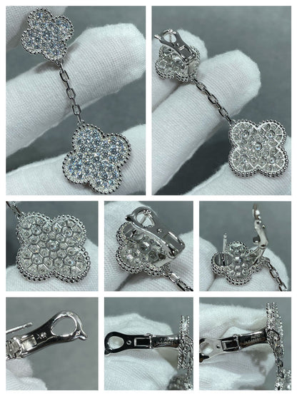 [Eterna Jewels]KLEE 2 MOTIVE DIAMANT BESETZTE SILBER OHRRINGE