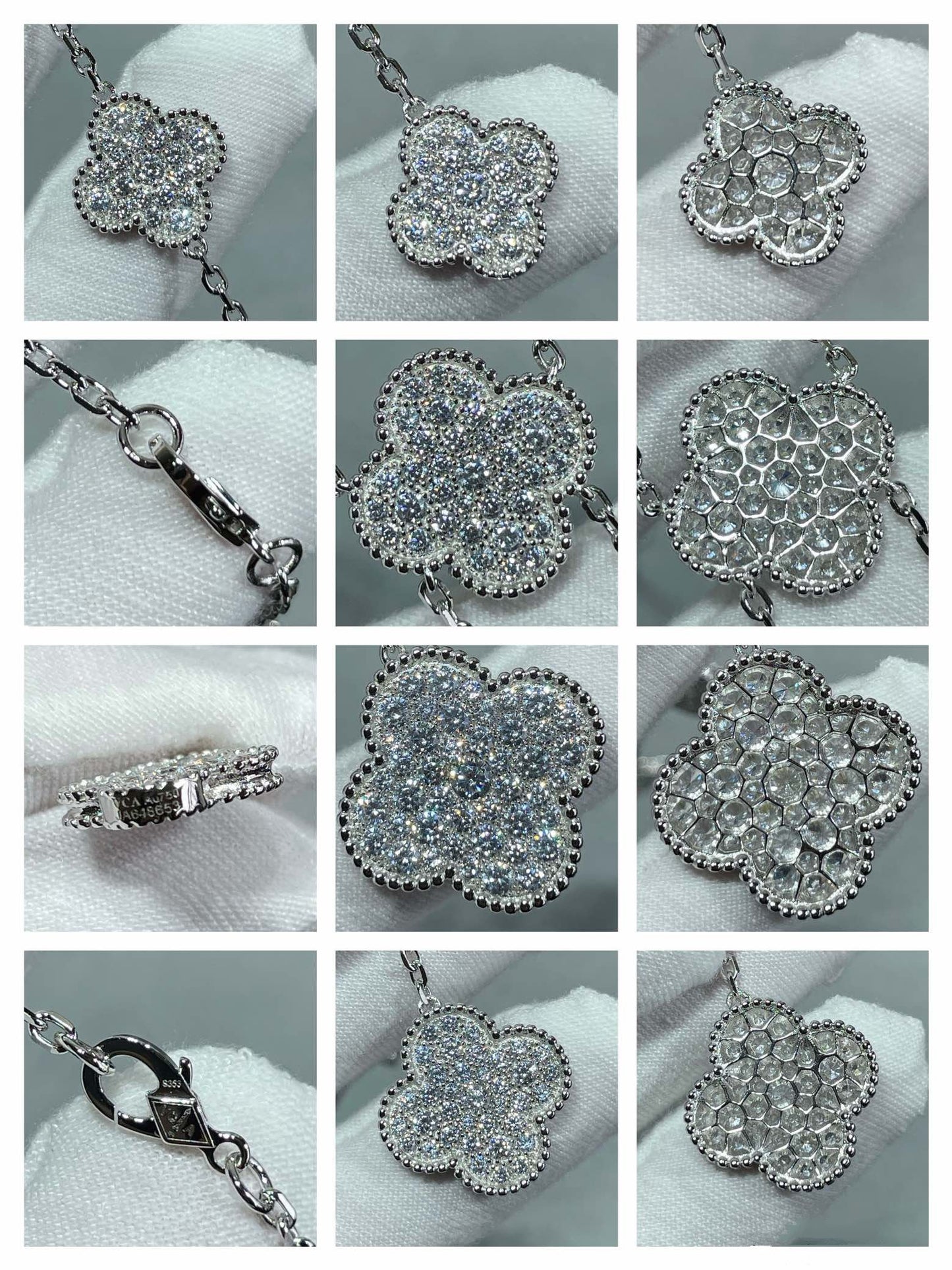 [Eterna Jewels]KLEEBLLATT 6 MOTIV DIAMANT PAVE HALSKETTE