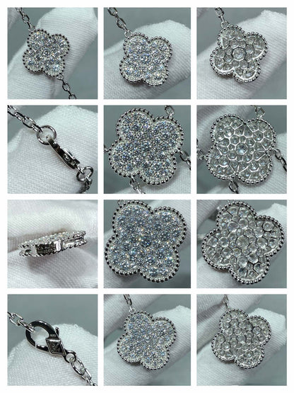 [Eterna Jewels]KLEEBLLATT 6 MOTIV DIAMANT PAVE HALSKETTE