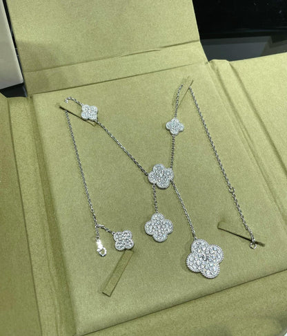 [Eterna Jewels]KLEEBLLATT 6 MOTIV DIAMANT PAVE HALSKETTE