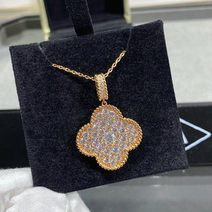 [Eterna Jewels]KLEE 25MM GROSSE ANHÄNGER DIAMANTEN BESETZTE LANGE HALSKETTE