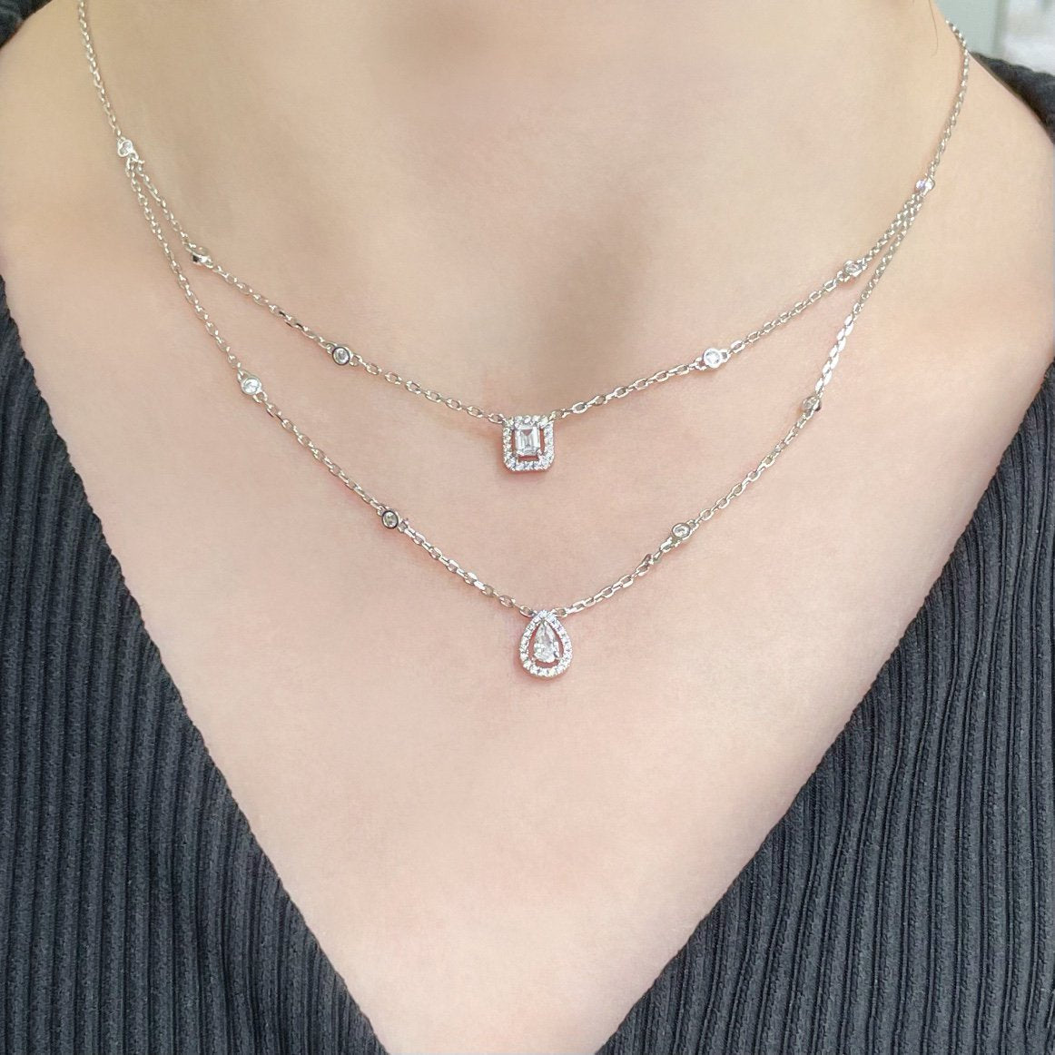 [Eterna Jewels] MY TWIN 2-REIHIGE DIAMANTENHALSKETTE