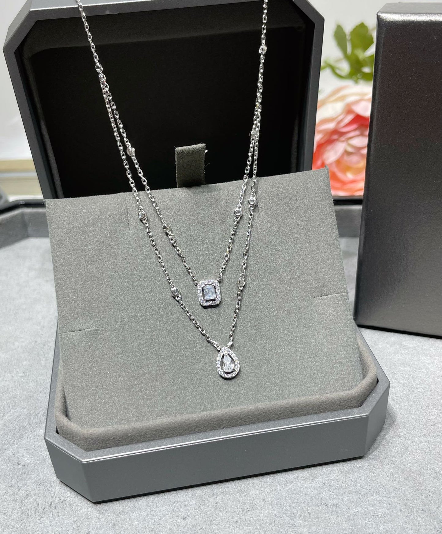 [Eterna Jewels] MY TWIN 2-REIHIGE DIAMANTENHALSKETTE